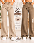 Oferta Promo - kit 2 Peças Calça Jeans Feminina Wide Leg  Linha Premium  Cintura Alta 100% Algodão