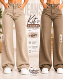 Oferta Promo - kit 2 Peças Calça Jeans Feminina Wide Leg  Linha Premium  Cintura Alta 100% Algodão