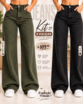 Oferta Promo - kit 2 Peças Calça Jeans Feminina Wide Leg  Linha Premium  Cintura Alta 100% Algodão