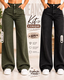 Oferta Promo - kit 2 Peças Calça Jeans Feminina Wide Leg  Linha Premium  Cintura Alta 100% Algodão