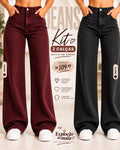 Oferta Promo - kit 2 Peças Calça Jeans Feminina Wide Leg  Linha Premium  Cintura Alta 100% Algodão