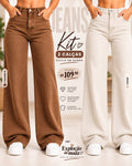 Oferta Promo - kit 2 Peças Calça Jeans Feminina Wide Leg  Linha Premium  Cintura Alta 100% Algodão