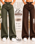 Oferta Promo - kit 2 Peças Calça Jeans Feminina Wide Leg  Linha Premium  Cintura Alta 100% Algodão