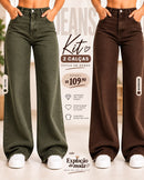 Oferta Promo - kit 2 Peças Calça Jeans Feminina Wide Leg  Linha Premium  Cintura Alta 100% Algodão